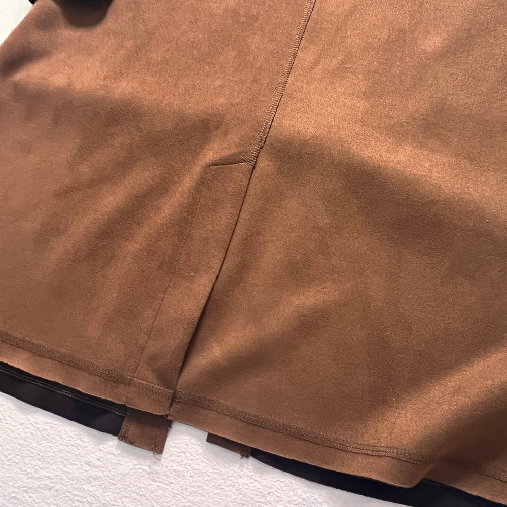 Anthropology Solitaire Faux Suede Brown Women's Open Front Cardigan Small - Picture 6 of 10